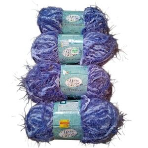 Yarn Bee Yarn Riot Eyelash Blue Moon #22 For Knitting Lot of 4 3.5oz Each 2005